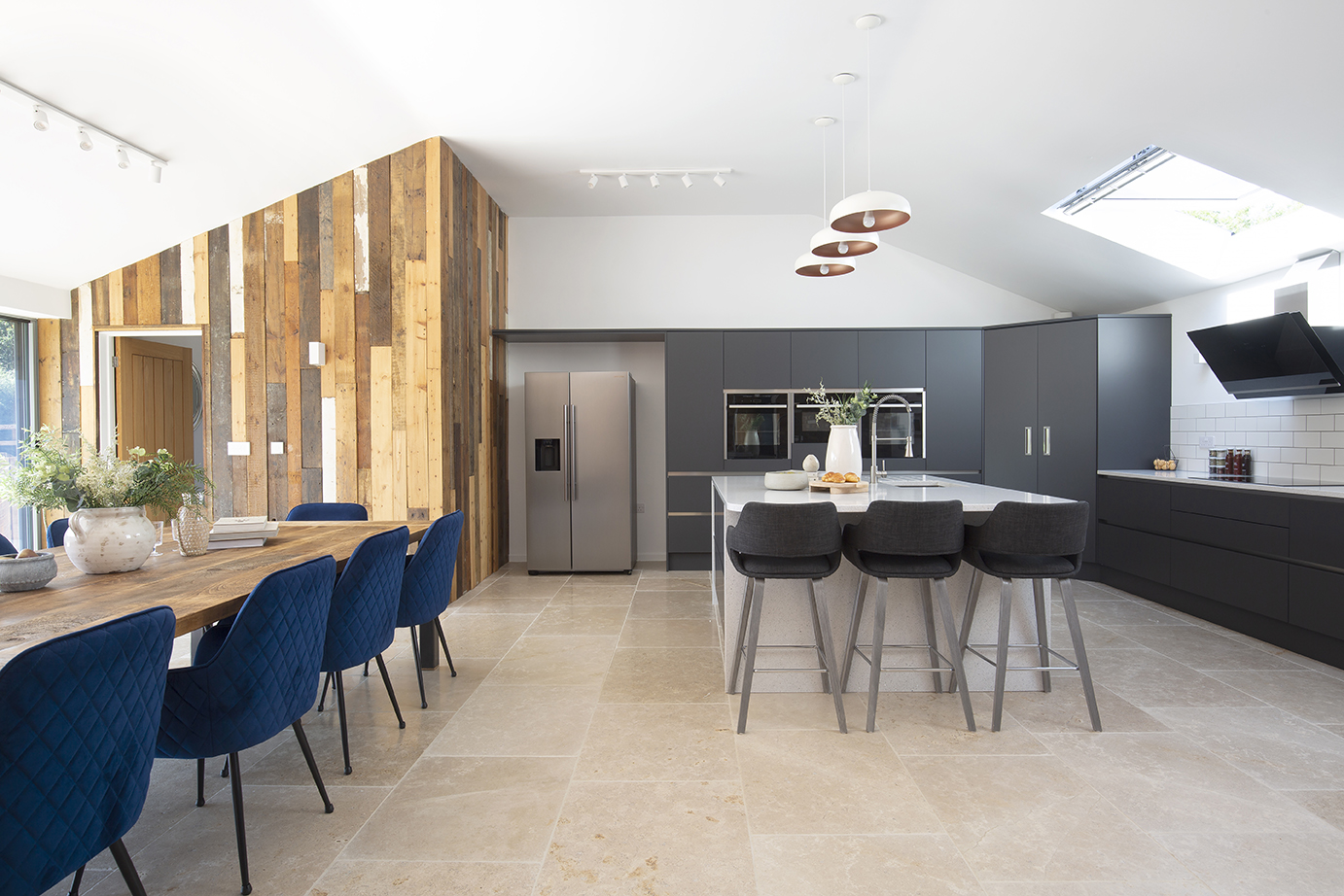 How to lay Dijon limestone tiles blend kitchen