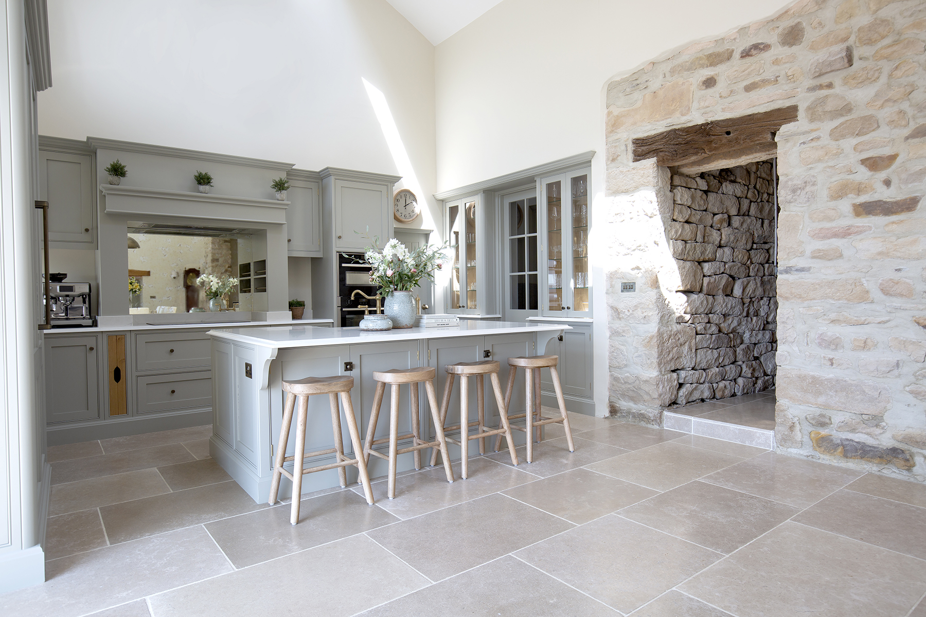 Dijon Tumbled Limestone Kitchen Floor Tiles