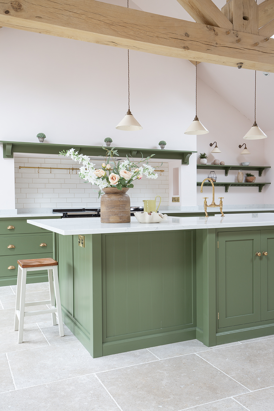 Dijon Tumbled Limestone Kitchen Flooring Island