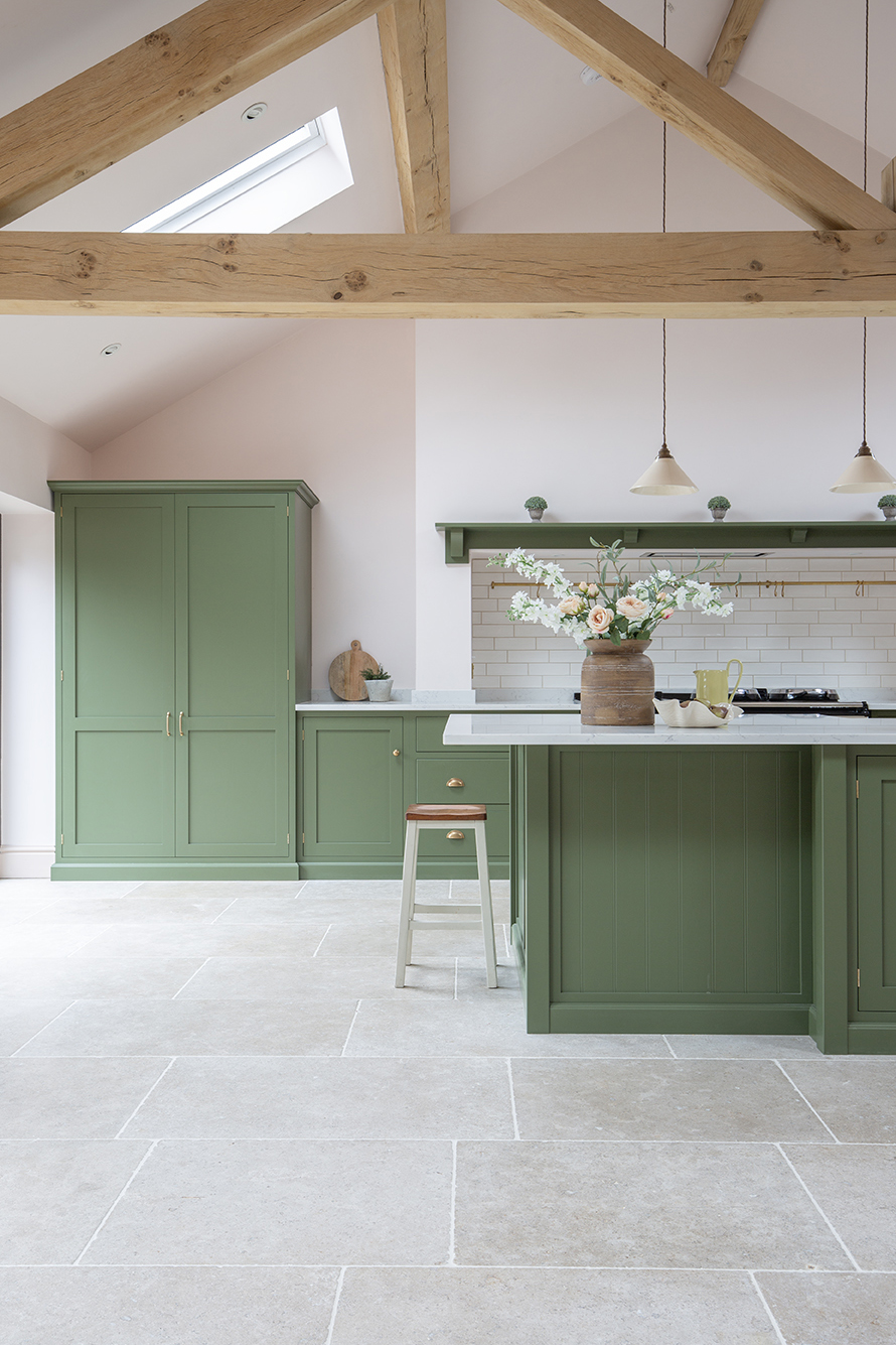 Dijon Tumbled Limestone Kitchen Flooring Island