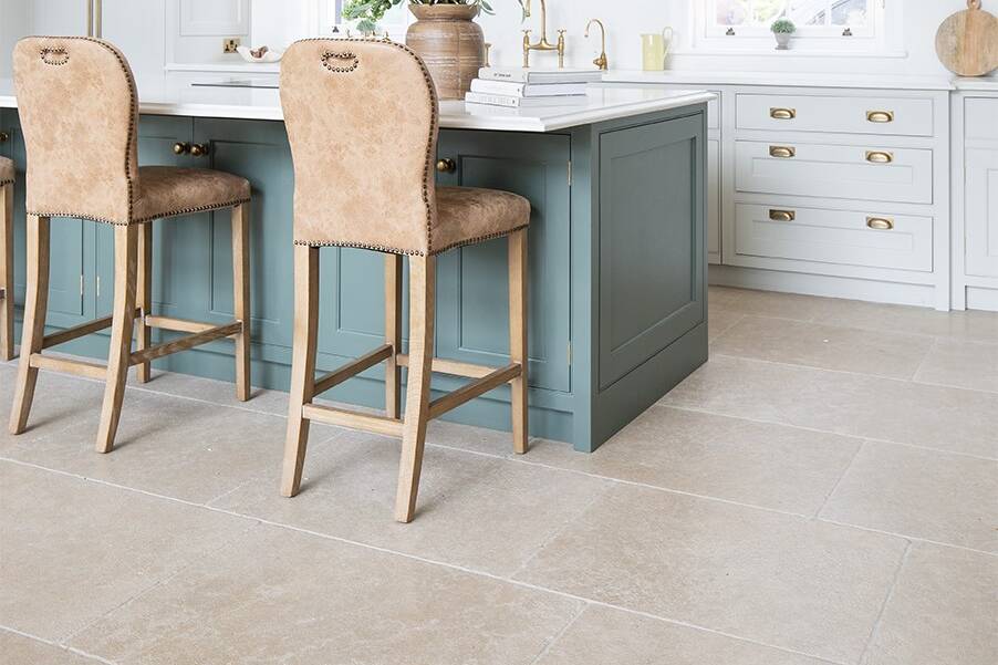 Dijon Seasoned Limestone Kitchen Tiling Green Island