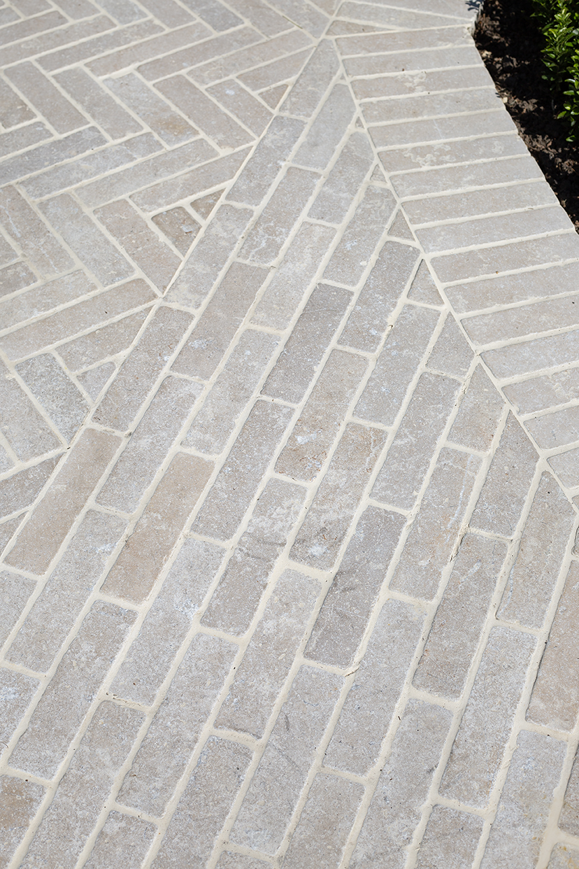 Dijon Herringbone Driveway Cobbles Closeup